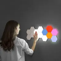 Lampe murale tactile hexagonale à Led, bricolage, avec télécommande, Kit lumineux, hexagonale, éclairage RGB