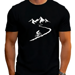 T-shirt graphique avec silhouette <span class=keywords><strong>de</strong></span> cycliste <span class=keywords><strong>de</strong></span> VTT, sport <span class=keywords><strong>de</strong></span> plein air, aventure, nature, surdimensionné, en coton - Product Image 1