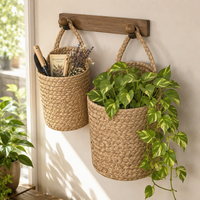 Panier de rangement multifonction en osier et rotin tressé à la main, style pastoral, panier à linge, organisateur de bureau, décoration florale