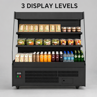 Refrigerador Comercial de Exhibición con Frente Abierto y Múltiples Niveles, Enfriamiento por Ventilador, Vitrina para Sándwiches para Cafeterías y Supermercados