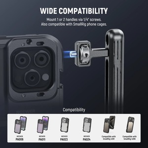 <span class=keywords><strong>NEEWER</strong></span> Lot de <span class=keywords><strong>2</strong></span> poignées latérales rotatives pour smartphone, équipement de tournage vidéo, poignées en alliage d'aluminium, fixation cage, vis 1/4'' - Product Image 3