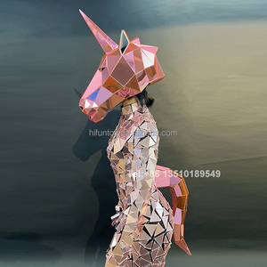 Personalizado espejo cara Pony unicornio mujer traje Rosa espejo Animal disfraz acrílico actuación talento DJ baile bar fiesta <span class=keywords><strong>para</strong></span> adultos - Product Image 3