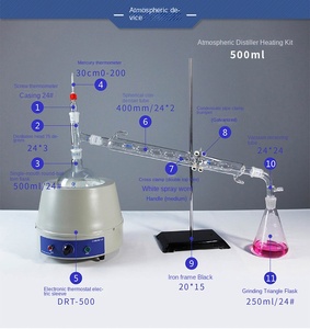 Dispositivo de Destilación al Vacío Sólido <span class=keywords><strong>Lilu</strong></span>, Destilador de Vidrio de Laboratorio a Presión Atmosférica, Equipo de Destilación con Calentamiento, 500 ml, 1 Año - Product Image 4