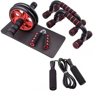 Factory Custom Home Gym Fitness Sets 6-in-1 Abdominal Wheel Set with Push up Stand Jump Rope Hand Grip and Knee Pad - Product Image 1