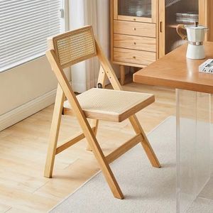 Silla de Comedor Plegable de Ratán de Lujo Ligero con Respaldo, Diseño de Madera Maciza Estilo Japonés para Hogar, Oficina, Apartamento, Baño, <span class=keywords><strong>Taller</strong></span> - Product Image 4