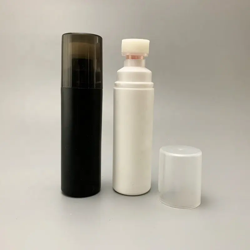 Haute Qualité 50ml 75ml 100ml 120ml Blanc Noir Bouteille En Plastique Chaussure Vernis Bouteille Avec Éponge Applicateur