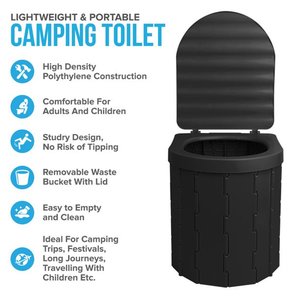Toilette d'urgence pliable portable pour adultes/enfants avec couvercle et porte-<span class=keywords><strong>papier</strong></span> pour le <span class=keywords><strong>camping</strong></span>, la voiture et la randonnée - Product Image 4