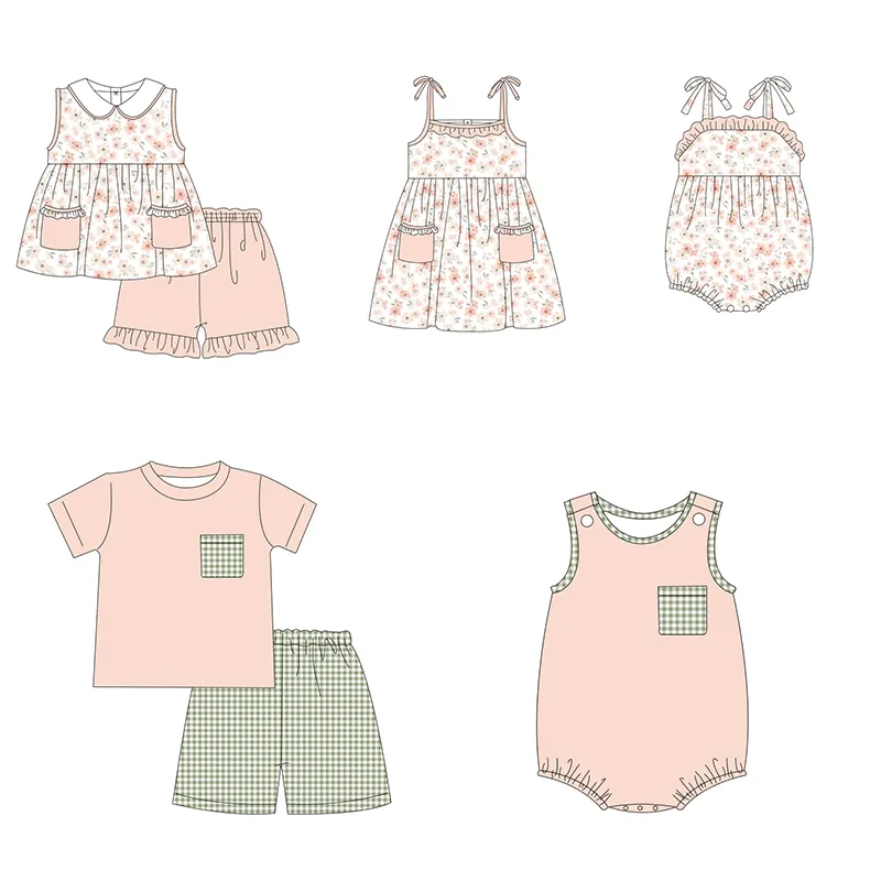 Usine OEM vêtements pour enfants printemps été enfants boutique vêtements imprimé floral bébé filles vêtements ensembles