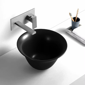 อ่างเซรามิกทรงวงรีที่ทันสมัยเคาน์เตอร์ขอบบางๆออกแบบเป็นรูปทรัมเป็ตสำหรับบ้านโรงแรมหรือห้องน้ำสำนักงานสำหรับการค้าต่างประเทศ - Product Image 3