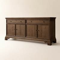 Buffet de luxe en bois massif, armoire architecturale à 4 portes avec tiroirs pour hôtel, villa, salon