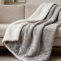 Couverture en flanelle sherpa douce et chaude personnalisée OEM ODM, 100% polyester, épaisse, confortable, double couche
