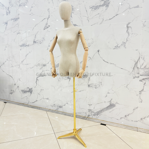 EW recién llegados-maniquí a <span class=keywords><strong>media</strong></span> <span class=keywords><strong>escala</strong></span>, cuerpo de maniquí beige para exhibición de ropa, maniquí de medio cuerpo de mano de madera - Product Image 1