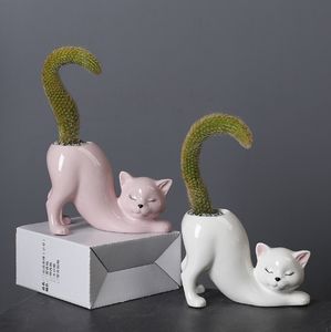 Creativo lindo gato <span class=keywords><strong>de</strong></span> cerámica <span class=keywords><strong>cola</strong></span> columna maceta Animal <span class=keywords><strong>de</strong></span> dibujos animados suculenta mono <span class=keywords><strong>cola</strong></span> <span class=keywords><strong>Cactus</strong></span> maceta para vacaciones <span class=keywords><strong>de</strong></span> Navidad - Product Image 2