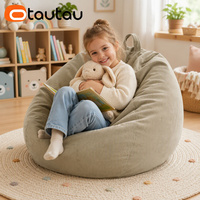 OTAUTAU Fauteuil pouf en velours côtelé avec rembourrage, ottoman, grand pouf, sac de relaxation, siège d'angle au sol DD005