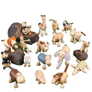 Simulation en bois de hêtre petit modèle Animal forêt ferme zodiaque poupée statique bois massif enfants Montessori jouet éducatif