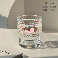 Tasse en verre créative de dessin animé bricolage pour café glacé lait américain tasses à eau ménagères exquises transparentes