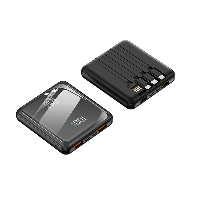 Hot Selling 10000mAh Portable Square Mini Powerbank Unique Trending Technology Number Display USB Type-C Made Durable Plastic