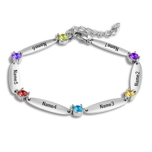 Neue 12-farben-gravur individuelle Namen-Kette-Armband europäischer amerikanischer Stil mit ovalen Diamant-Stein-Muster - Product Image 3