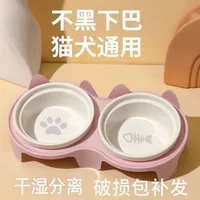 Gamelle double en céramique pour chat avec design surélevé pour la santé de la colonne vertébrale