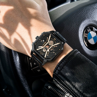 Nouvelle montre à quartz carrée en cuir imperméable pour homme - Montre-bracelet sportive et décontractée pour homme