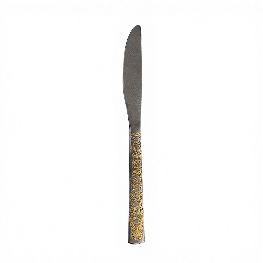 Gold-painted dining knife