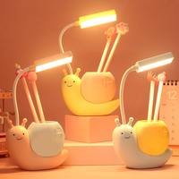 Lampe de bureau LED pour enfants avec porte-stylo, lampe d'étude flexible en forme d'escargot mignon, lampe de lecture pour chambre à coucher et école