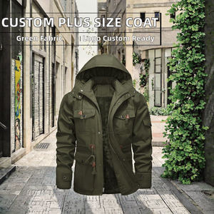 <b>Men</b> Winter <b>Fleece</b> <b>Lined</b> <b>Jacket</b> Stand Collar Casual Outdoor Coat Custom Logo Plus Size - Product Image 2
