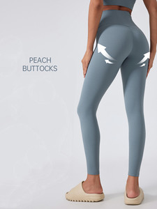 Leggings de gymnastique taille haute pour femmes avec poche intérieure et bout à bout motif solide fermeture à la taille élastique vêtements de yoga - Product Image 6