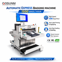 Machine d'emballage automatique de pochettes en plastique avec imprimante d'étiquettes d'expédition et scanner pour la logistique e-commerce