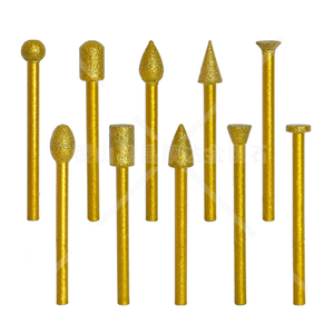 卸売10個セット金メッキダイヤモンド研磨棒ハンドル付き電動グラインダー工具、翡翠彫刻研磨ヘッド用 - Product Image 2