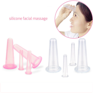 4PCS Silicone Vácuo Cupping Massagem Jars Anti Celulite Massagem Facial Sucção Copas Rosto Pescoço Elevador Pele Raspagem Beleza Ferramenta - Product Image 5