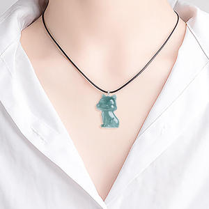 หยกธรรมชาติสีน้ำเงินสดใส จี้รูปแมวสามมิติ น่ารัก เหมาะสำหรับผู้ชายและผู้หญิง พร้อมใบรับรอง D484 - Product Image 5