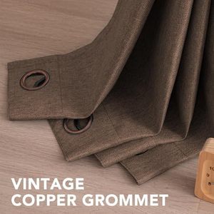 Rideau occultant en <span class=keywords><strong>lin</strong></span> pour salon à œillets isolés thermiquement <span class=keywords><strong>rideaux</strong></span> en <span class=keywords><strong>lin</strong></span> <span class=keywords><strong>rideaux</strong></span> primitif texturé toile de jute effet fenêtre - Product Image 4