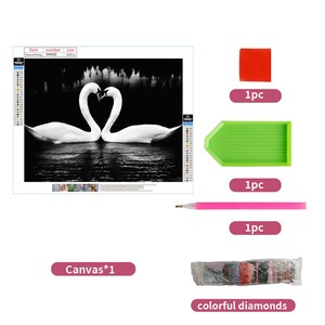 DIY diamante <span class=keywords><strong>pintura</strong></span> cuadrado completo/redondo Animal cisne blanco lienzo artesanía arte adulto decoración del hogar bordado accesorio Kit Taladro - Product Image 1