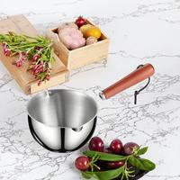 Pot anti-éclaboussures en acier inoxydable avec poignée en bois, design métallique, pour l'huile de piment, le beurre et l'huile, ustensile de cuisine