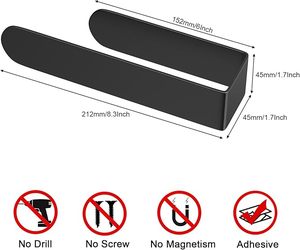 Porte-serviettes, barre porte-serviettes noire, barre porte-serviettes autocollante en acier inoxydable pour salle de bain, fixation murale, tailles personnalisables disponibles - Product Image 1