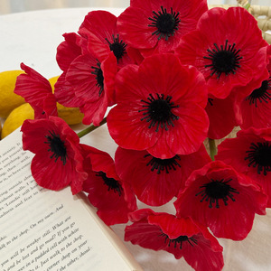 Fleurs de pavot artificielles en PU, rouges, 10 cm-30 cm de haut, simulation réaliste, décoration intérieure, accessoires de photographie - Product Image 4