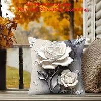 Housse de coussin d'intérieur en peluche courte pour salon, motif floral moderne imprimé, 45x45cm