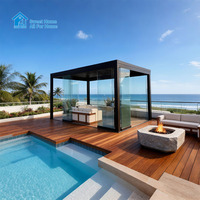 Pergola électrique de luxe Sweet Home en aluminium et PVC, toit à lamelles réglables, imperméable, éclairage LED, écologique, durable, pour usage extérieur
