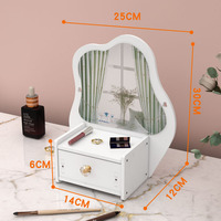 Boîte de rangement de bureau moderne et créative, modèle 346Z, adorable boîte en plastique de type tiroir avec miroir nuage, pour le maquillage et les soins de la peau