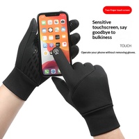Gants de cyclisme en nylon pour hommes avec logo personnalisé, à doigts entiers, imperméables, coupe-vent, compatibles avec les écrans tactiles, antidérapants, noirs et gris