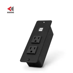 embedded 2 USA power 2 USB charging ports recessed flushed mounted power socket outlet desktop power strip
