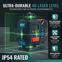Niveau laser croisé vert rotatif 4D industriel Biyoti BYT-4D23LL, 16 faisceaux, auto-nivelant, ensemble d'outils électriques 21V