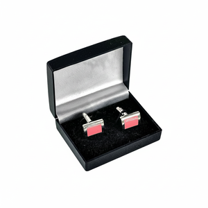 Pink Silver Rectangular <b>Cufflinks</b> with Gift <b>Box</b> - Product Image 2