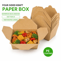 Kraftpapier-Lebensmittelbox Einweg Ölbeständige Wasserdichte PE-Beschichtete Faltbare Takeout-Lunchbox für Restaurants Individuell Anpassbar