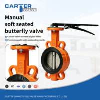 Válvula de Mariposa Manual Resiliente con Asiento de EPDM, Tipo Wafer, de Hierro Dúctil QT450, Operada por Palanca, Cero Fugas de Agua, HVAC PN16 API609
