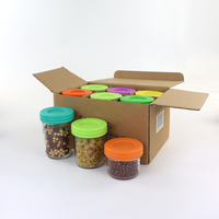 Stoples Kaca Mason 8oz dengan Tutup Plastik, Stoples Pengalengan Kaca Food Grade untuk Makanan Bayi, Selai, Penyimpanan Dapur