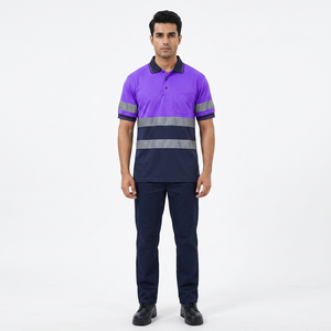<b>Hi</b>-<b>vis</b> Reflective Safety Polo <b>T</b>-<b>shirt</b> With Short Sleeve Breathable Workwear Construction Bottom Customized 100% Cotton <b>Shirts</b> - Product Image 1