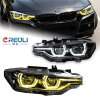 Lampu Depan Tri-Color CREULI Plug and Play untuk BMW F30 2012-2019 DRL Proyektor Sequential Turn Suku Cadang Mobil Berkualitas Tinggi