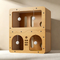 Poste Rascador para Gatos Montado en Pared con Cama Integrada, de Tablero de Densidad Densa que No Desprende Fibra, Mueble Minimalista para Escalar para Mascotas de Interior